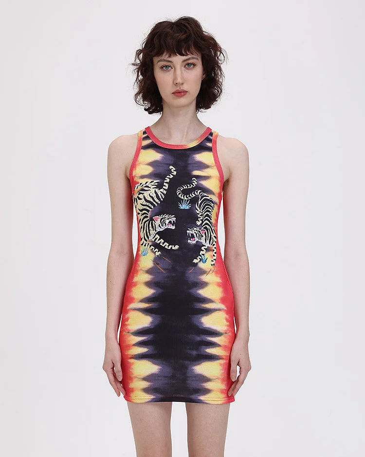Abstract Dye Tigress Bodycon Dress