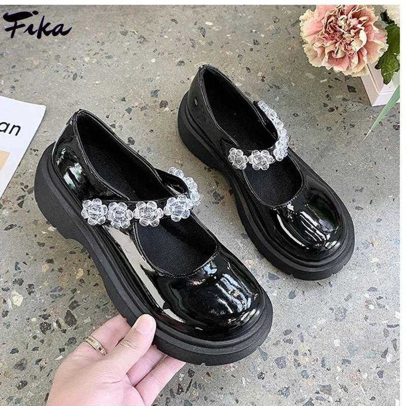 Platform Lolita Shoes Japanese Style Women Soft Leather Heel Shoes 2021 Ladies College Student Black Mary Jane Shoes Goth Punk