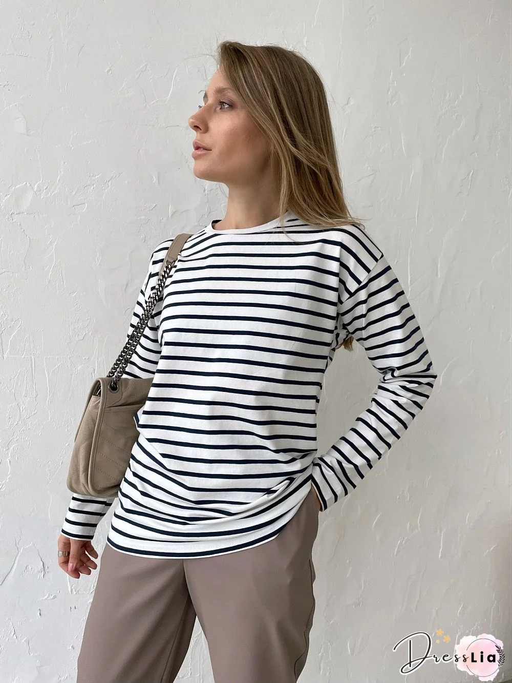 Long Sleeve Stripes Tops