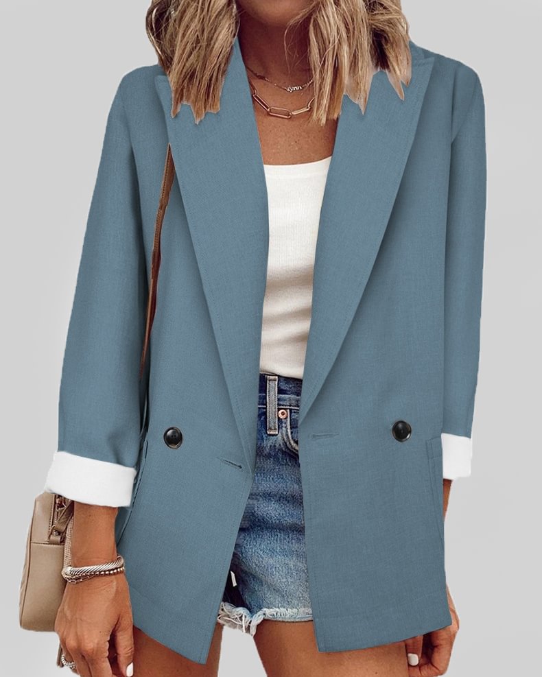 Spring and summer new solid color small suit single-piece long-sleeved coat