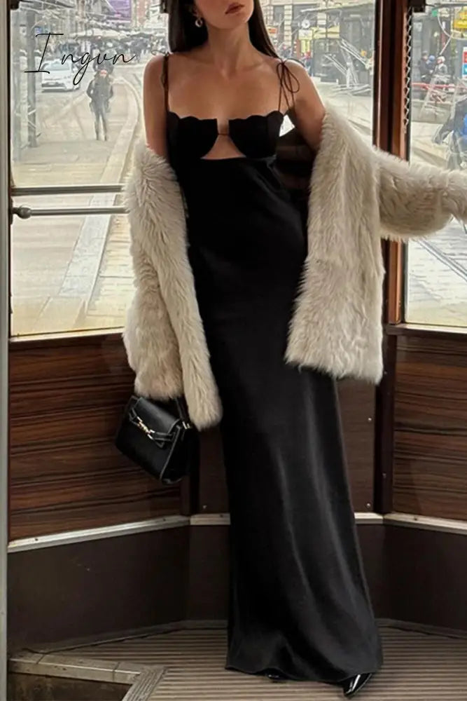 Sexy Solid Frenulum Asymmetrical Collar One Step Skirt Dresses Black / S Dresses/Party And Cocktail