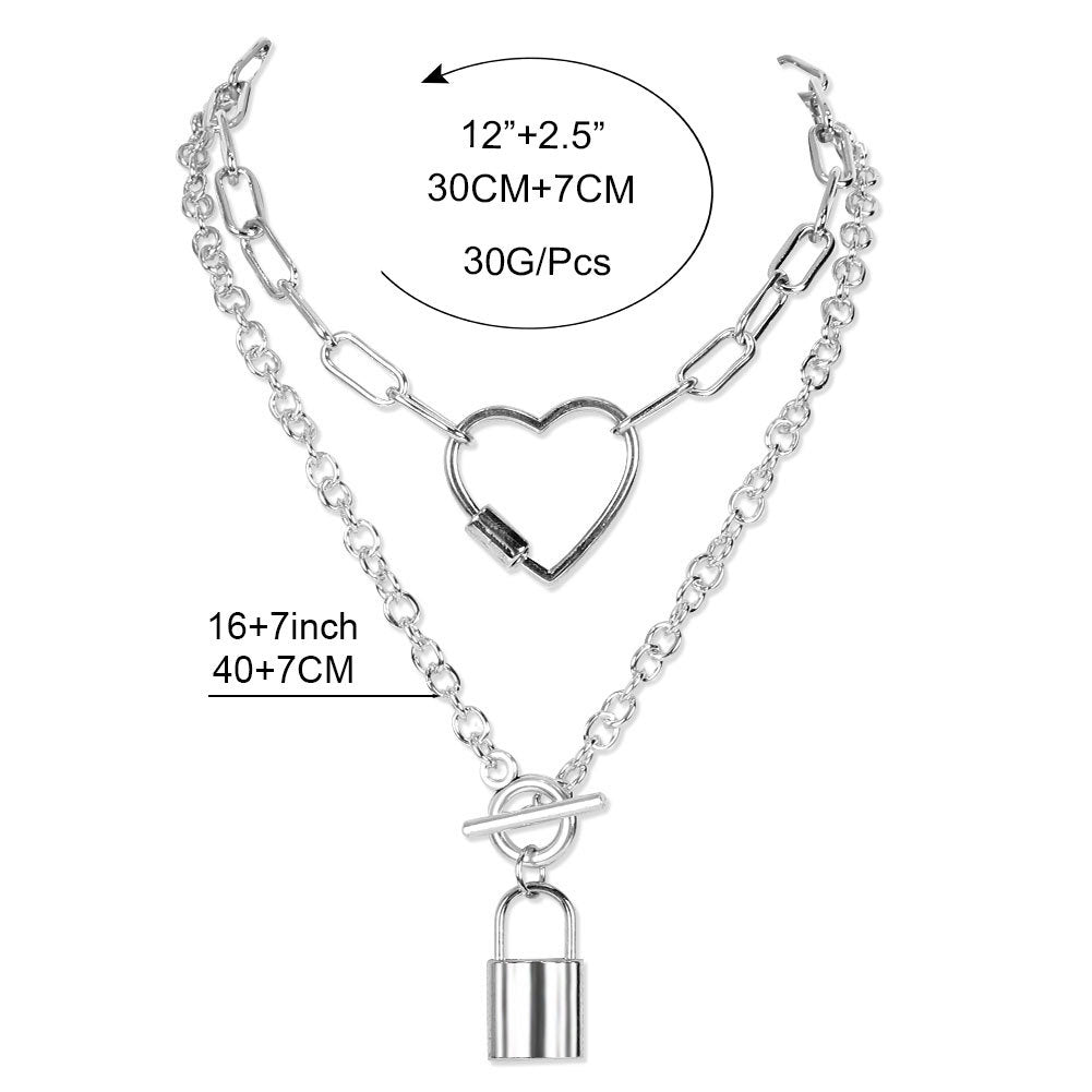 Silver chain love lock necklace Ladylim