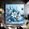 Fleurs bleues et oiseaux-pleine peinture diamant ronde-40*40cm
