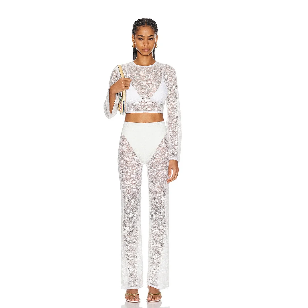 Elastic Waist Crochet Pants