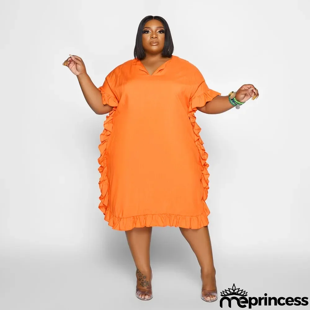 Summer Ruffled Loose Oversized Plus Size Nightclub Dress