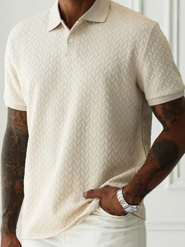 Men's Solid Color Botton Short Sleeve Casual Daily Polo Shirt