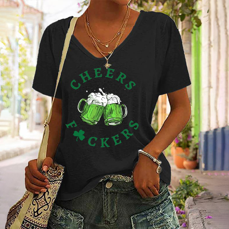 Comstylish Women's St. Patrick's Day Funny Cheers Fuckers T-Shirt