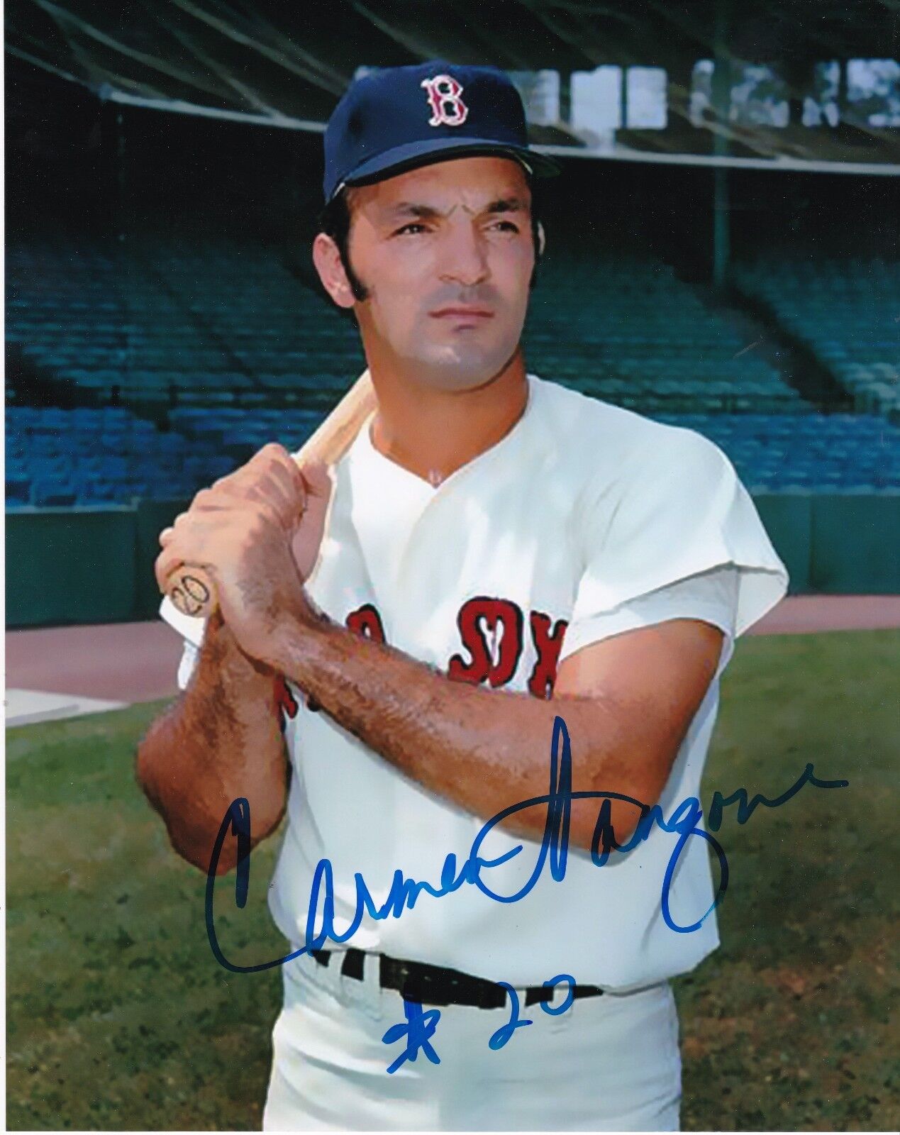 CARMEN FANZONE BOSTON RED SOX ACTION SIGNED 8X10