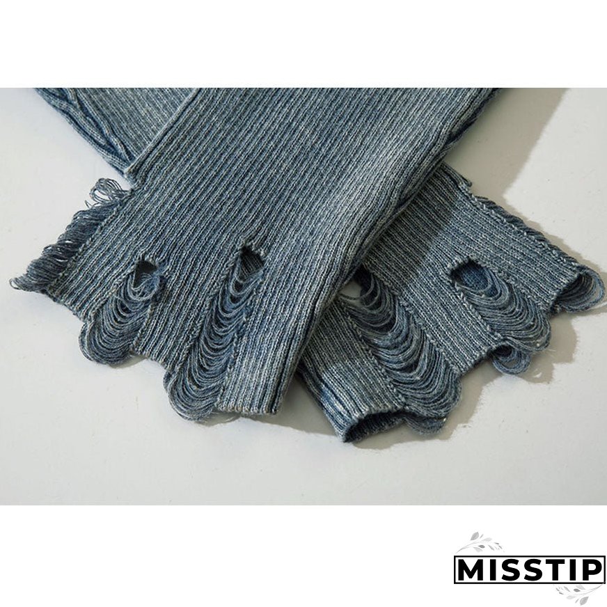 V Neck Distressed Star Button Cropped Cardigan Sweater