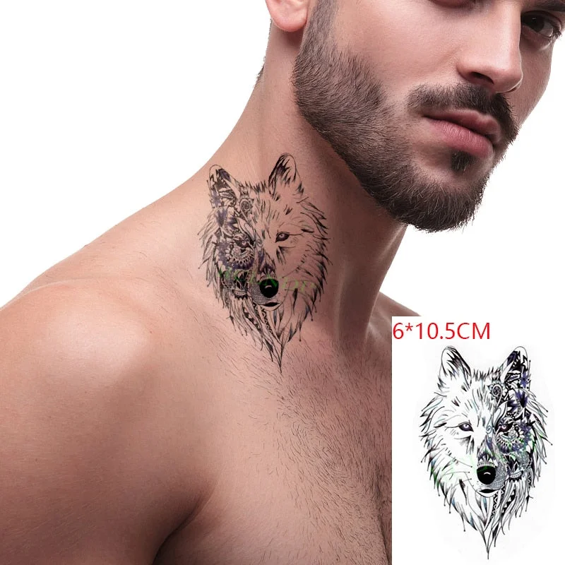 Waterproof Temporary Tattoo fox wolf wolves whale owl geometric animal tatto flash tatoo fake tattoos for girl women man kid 7