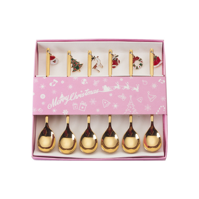 6 Pcs Christmas Coffee Spoon Gift Box Set