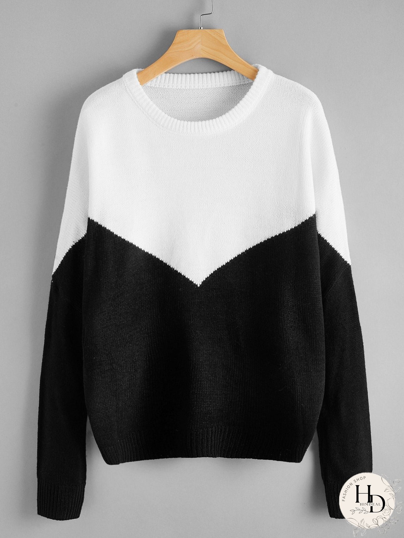 Color Block Drop Shoulder Sweater