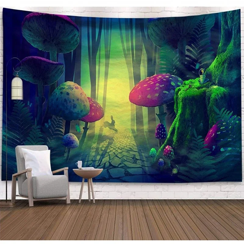 Mushroom Psychedelic Tapestry Poster Wall Hanging Room Decoration Bedroom Hippie Decor Nordic Art Wall Hanging Cloth