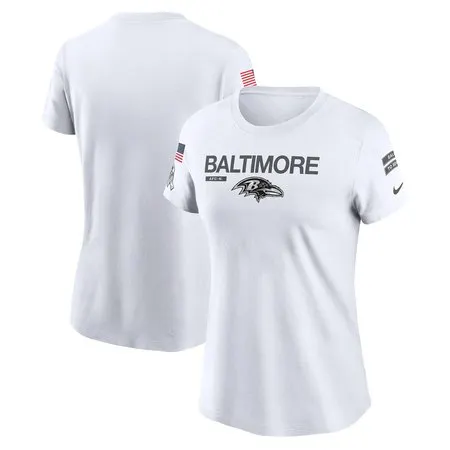 Women's Baltimore Ravens   White 2024 Salute To Service Legend Performance T-Shirt