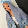 360 lace wig straight hair silver gray 100% human hair pre-drawn transparent lace