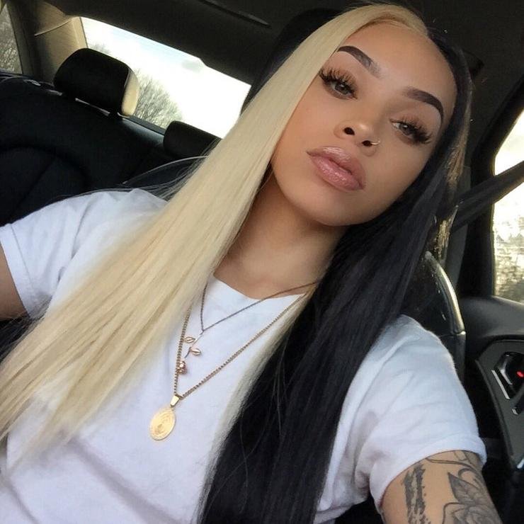 Wigsss Peruvian Hair Half Blond And Half Black Color Lace Front Wig