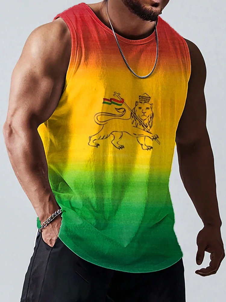 Men's Reggae Lion Art Print Casual Tank Top