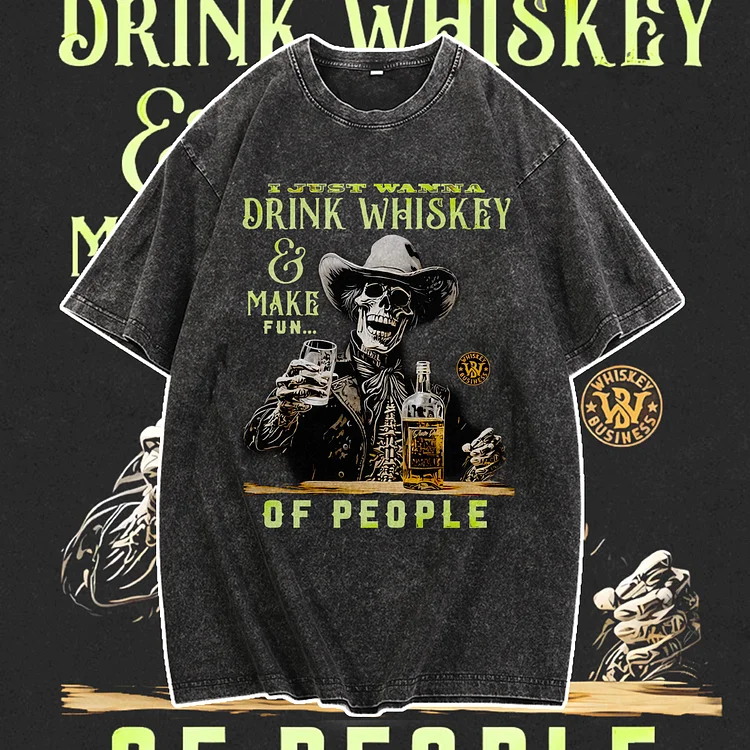 Davidhawaii100% Cotton Casual Attractive Skull Beer Wash T-Shirt - 100% Cotton