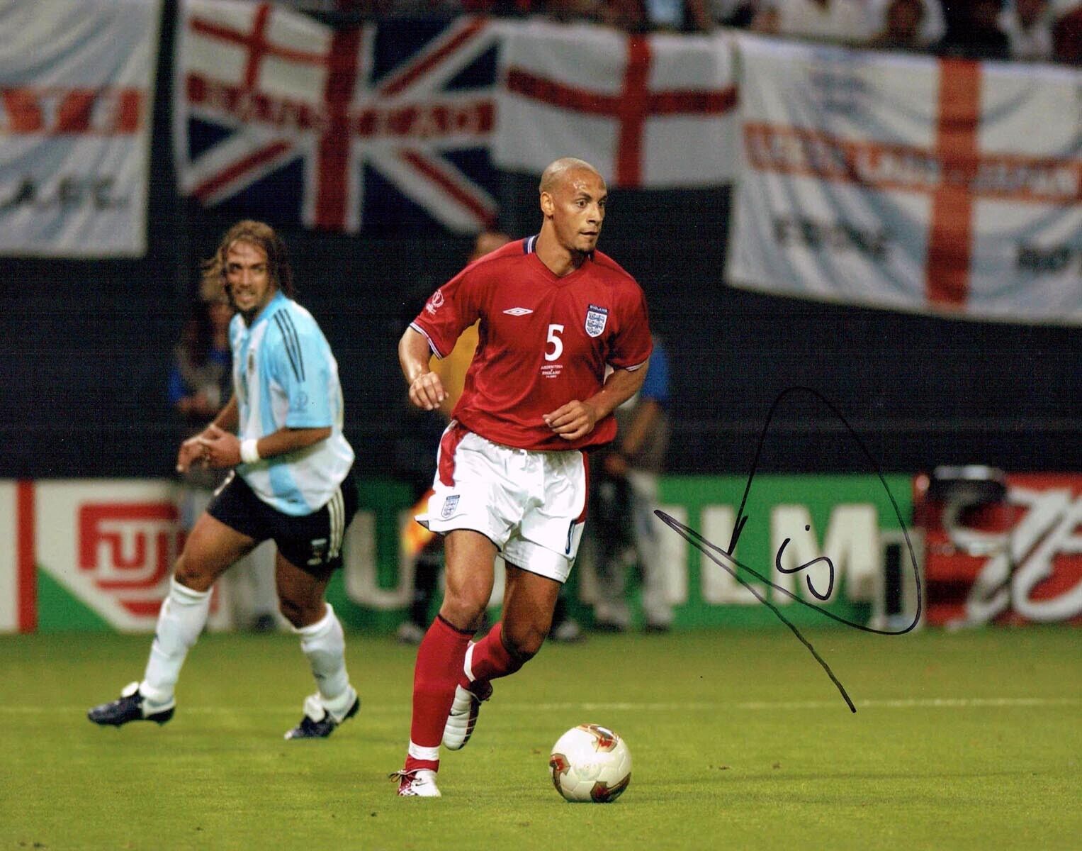 Rio FERDINAND Signed Autograph 14x11 Photo Poster painting 2 AFTAL RD COA England Football