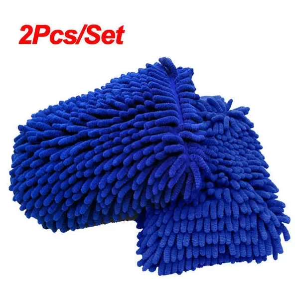 New 2Pcs Washing Soft Coral Mitt Anti-scratch Gloves Multifunction Thick Glove Car Detail Cleaning Tools