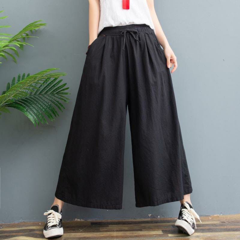 2022 summer new comfortable cotton and linen wide leg pants