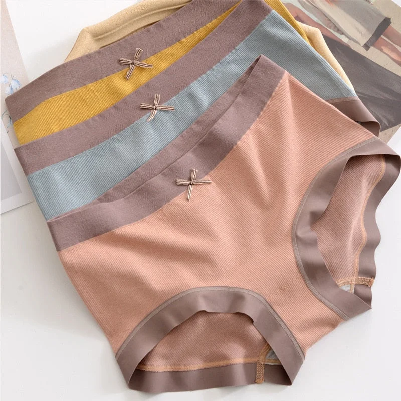 New  Women's Underwear Sexy Solid Color Panties Japanese Cute Girl Comfort Briefs Mid Waist Seamless Underpants Female Lingerie