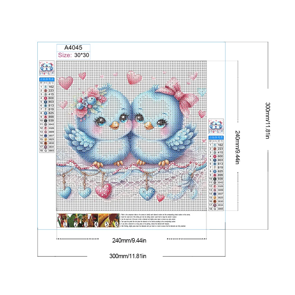 Diamond Painting - Full Round Drill - Cute Bird(Canvas|30*30cm)
