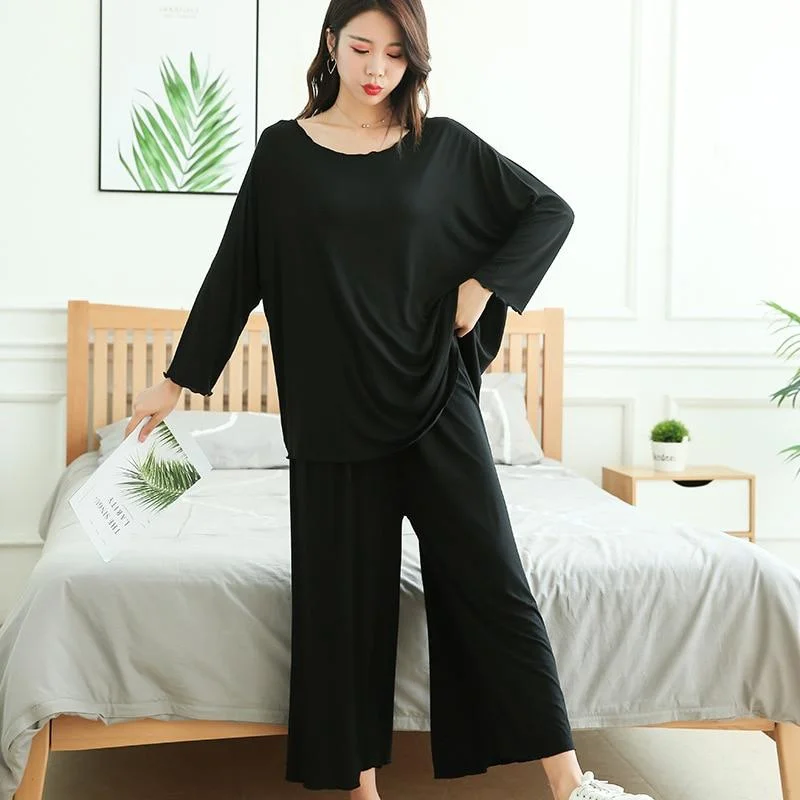 100kg 3XL Plus Size Women's Modal Homewear Summer Female Pajamas Ladies Atoff Home Modal 2Pieces Set Sleepwear Pajamas for Women