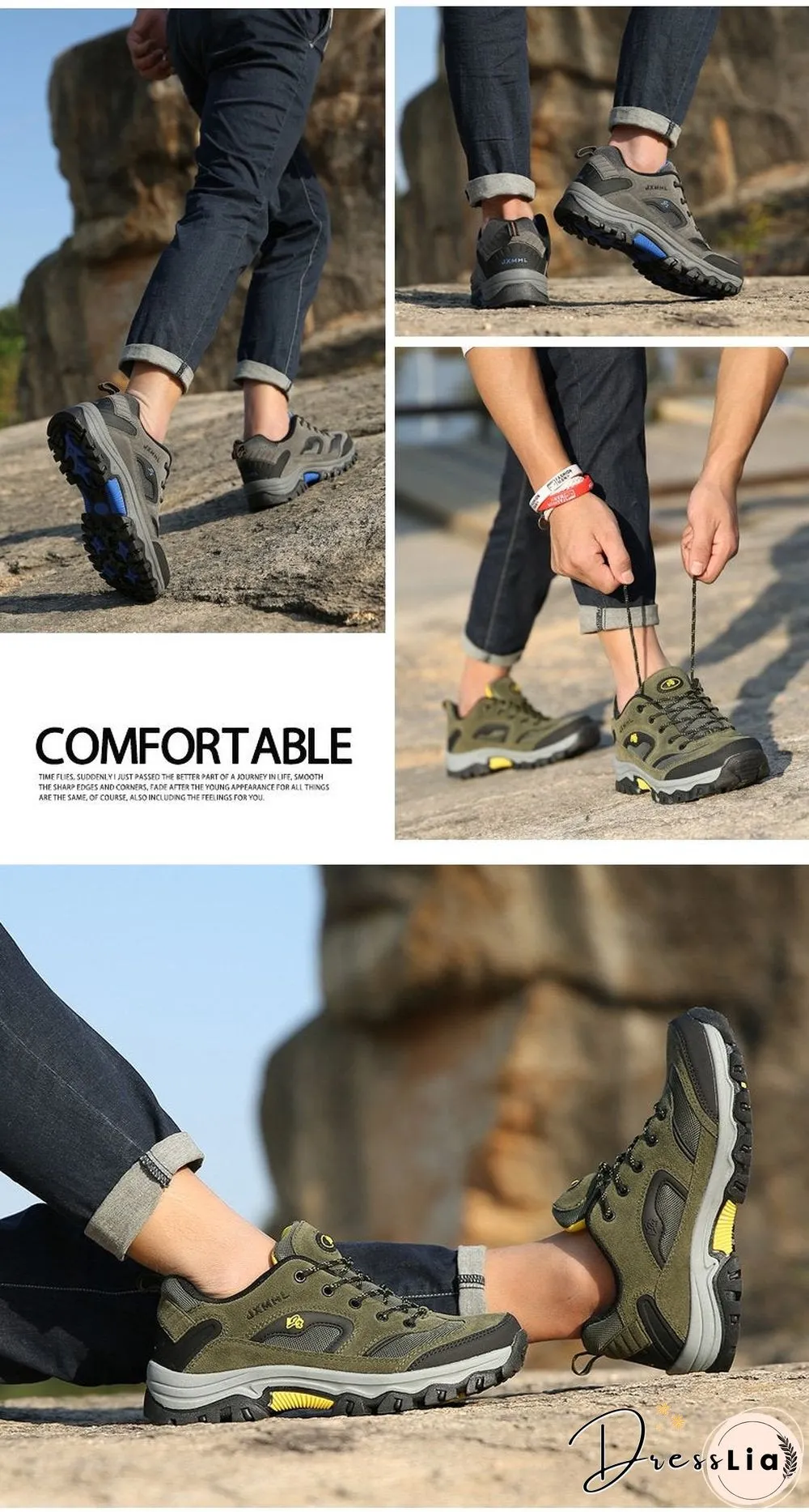Fashion Men Shoes Comfortable Waterproof Outdoor Casual Shoes Lace-Up Rubber Sneakers