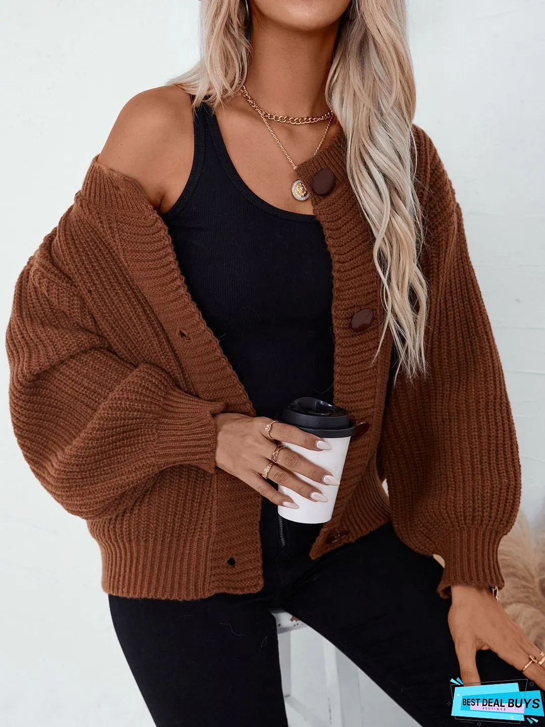 Button Down Long Sleeve Cardigan