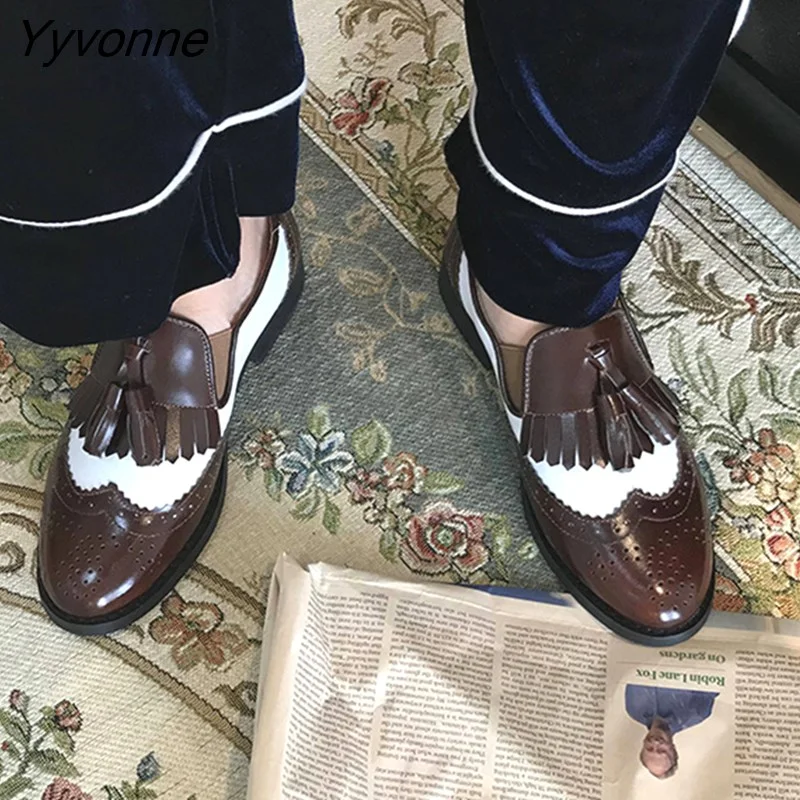 Yyvonne Women oxford Spring shoes genuine leather loafers for woman sneakers female oxfords ladies tassel single shoes 2023 summer shoes