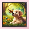 (US Only)Dog Printed Cross Stitch Kit 40x40cm DIY 14CT Thread Art Needlework Decor