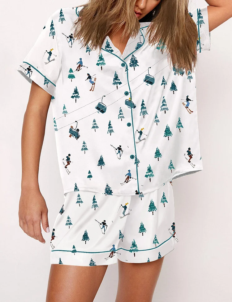 Women's Après Ski Mountains Satin Pajama Set