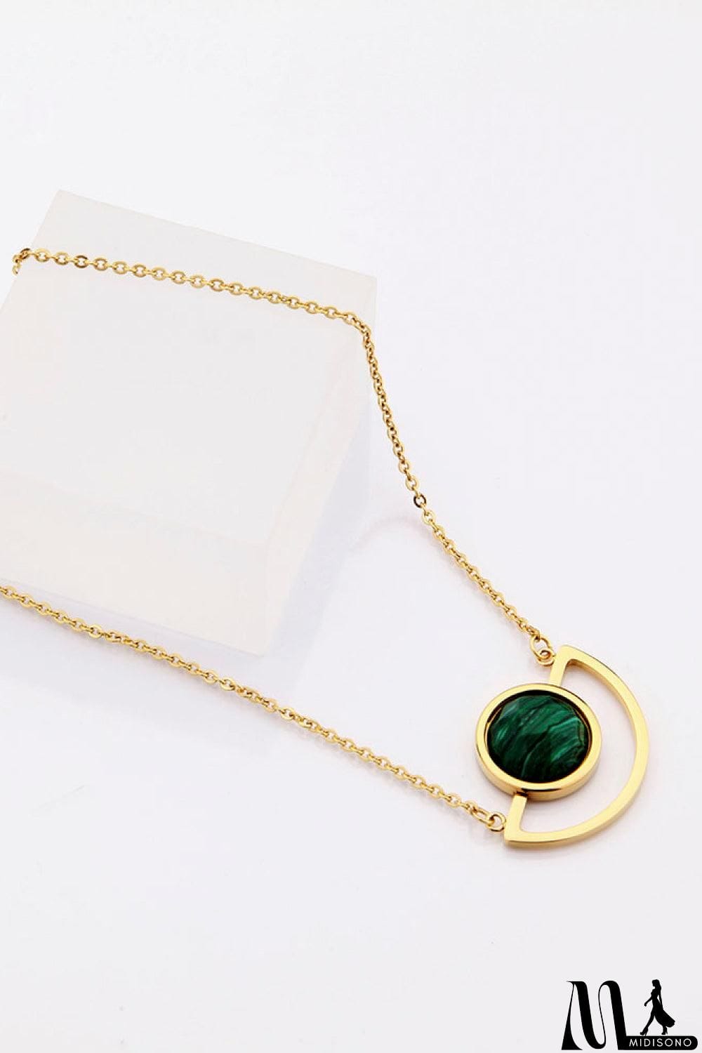 MidiSono - Geometric Inlaid Stone Pendant Necklace