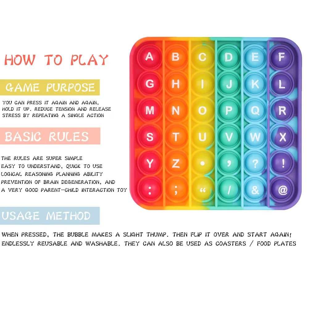 Autism Needs Simple Anti Anxiety Push Bubble Sensory Puzzle Toy (Letter)