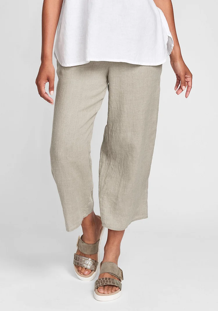 Cotton Linen Pants With Elastic Waist