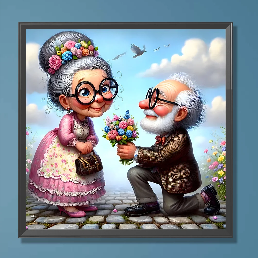 Diamond Painting - Full Round Drill - Old Couple(Canvas|30*30cm)