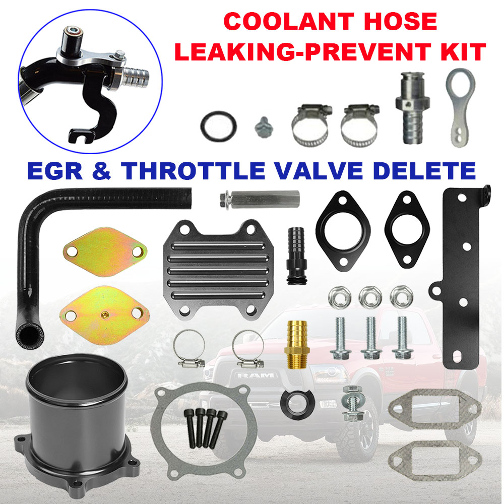 Egr throttle valve delete kit with coolant hose leak prevent kit for