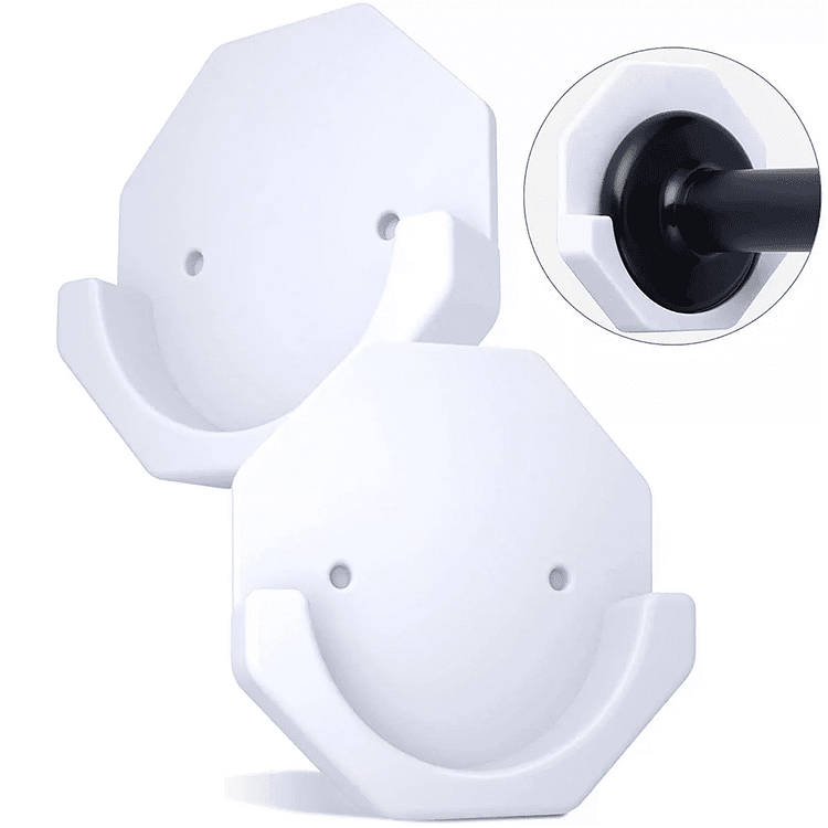 2PCS Shower Curtain Rod Holder,Adhesive Shower Rod Wall Mount Holder For Wall/Bathroom,Drilling/Stick On/Black,Easy To Install And Persistent Viscous (Shower Curtain Rod Not Included)