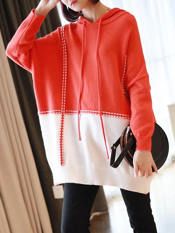 Loose Contrast Color Knitting Sweater