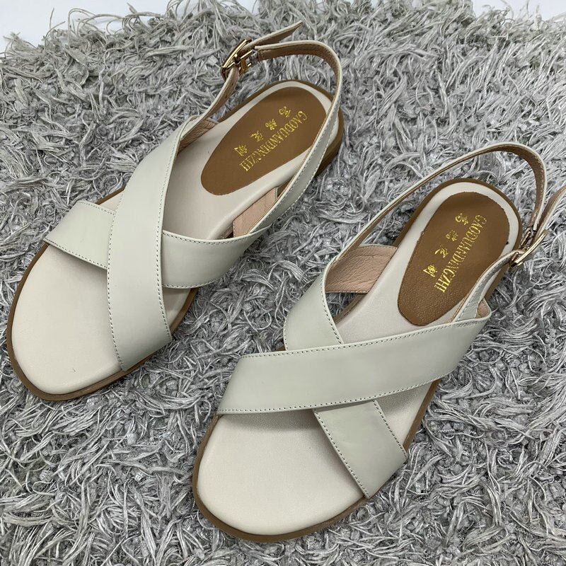 NEMAONE 100% genuine leather Women Sandals  New Roman Summer ankle strap Sandals Flip Flops size 33-43 Shoes Flat Sandal