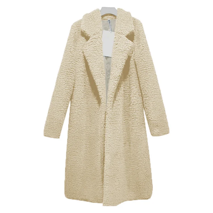 11 Colors Lapel Open Front Winter Warm Faux Long Overcoat Jacket