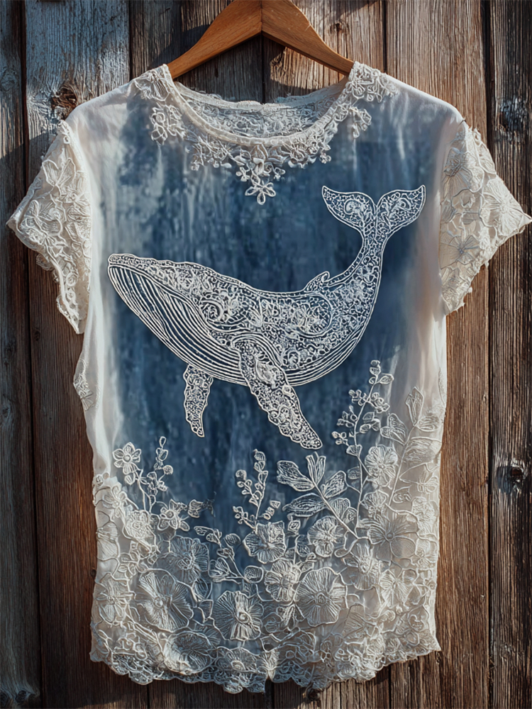 Vintage Whale Floral Lace Dyed T Shirt wearshes