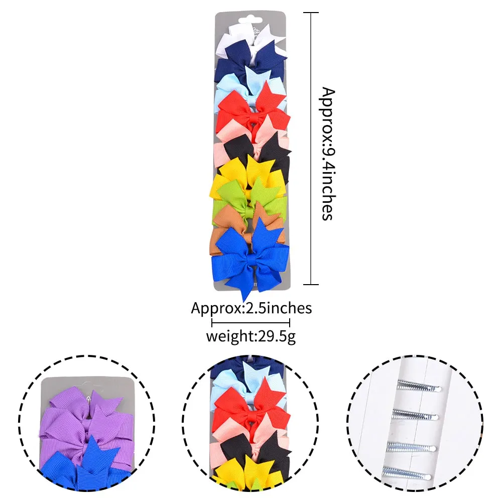 10 Pcs/set Grosgrain Ribbon Solid Hair Bows With Clip  Cute Girls Hair Clips Hairpins Barrettes Headwear Kids Hair Accessories