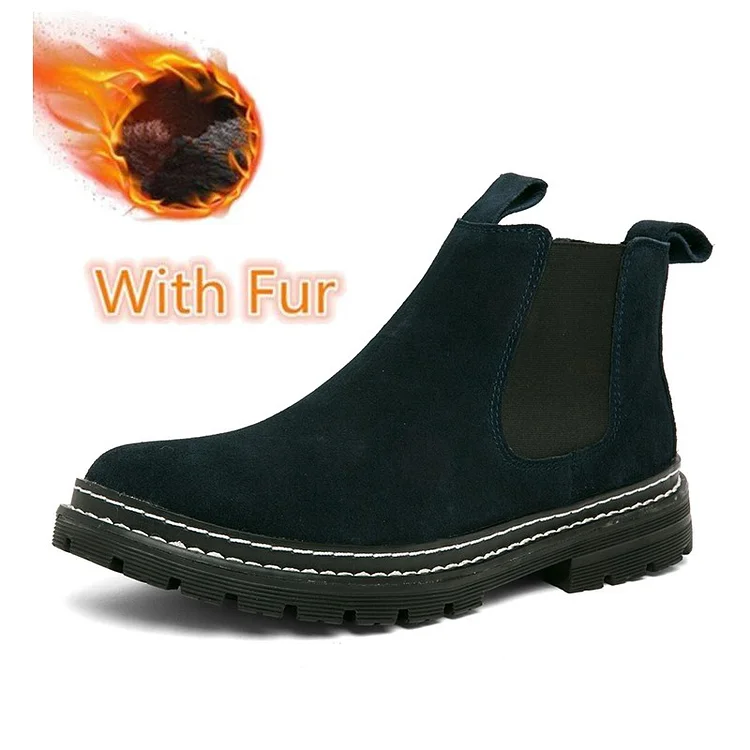 Damulin Warm Winter Boots Leather Shoes Men Comfortable Mens Chelsea Boots New Design Male Ankle Boots Lightweight Man Motorcycle Flats