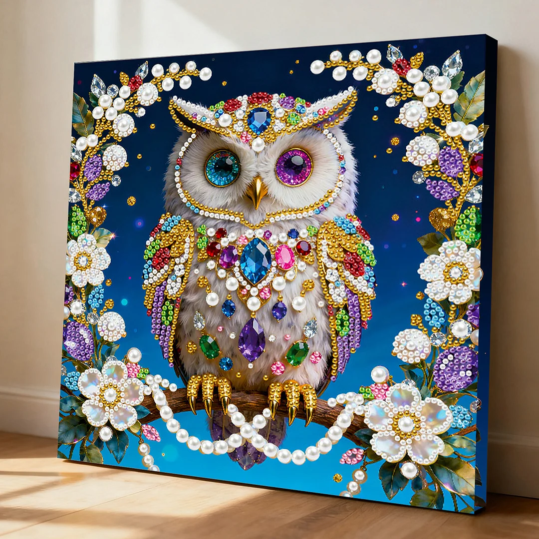 Owl DIY Pearl Art Diamond Painting Kit for Adults Home Decor 25x25cm With Frame