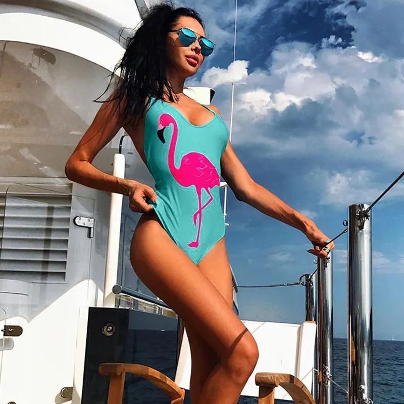 New Cute Ice Cream Print one piece swimsuit Backless swim suit  women Swimwear Push Up Bathing suit swim wear female Monokini