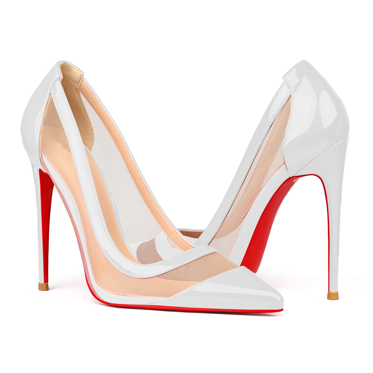 100mm/120mm Women's Breathable Mesh Pointed Toe Red Bottom High Heel Sandals Pumps-MERUMOTE