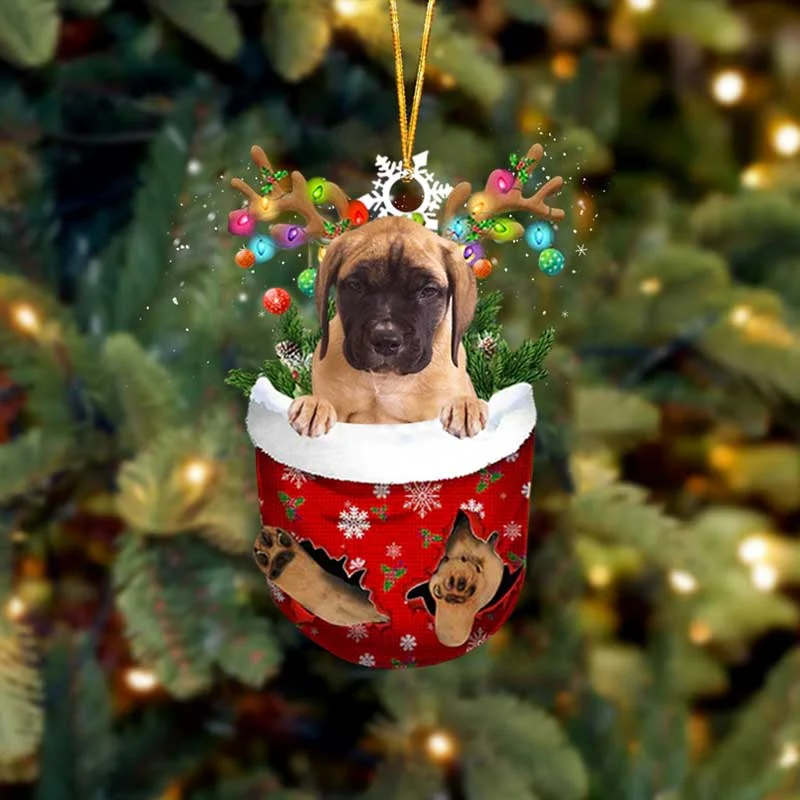 VigorDaily Mastiff In Snow Pocket Christmas Ornament SP150