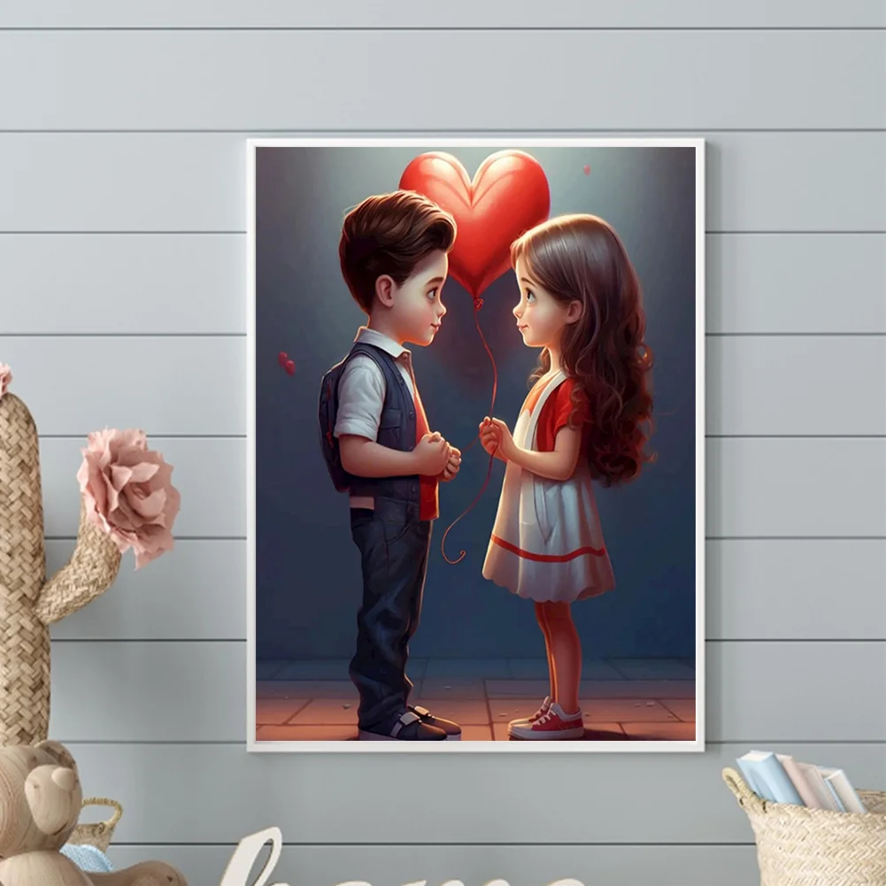 Diamond Painting - Full Round Drill - Kid Sweet Couple(Canvas|30*40cm)
